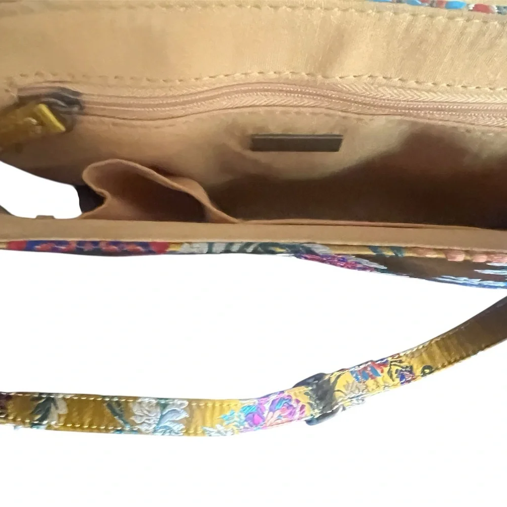 ALDO Telawen handbag Yellow Floral Embroidered Satin Crossbody Bag - Picture 7 of 9